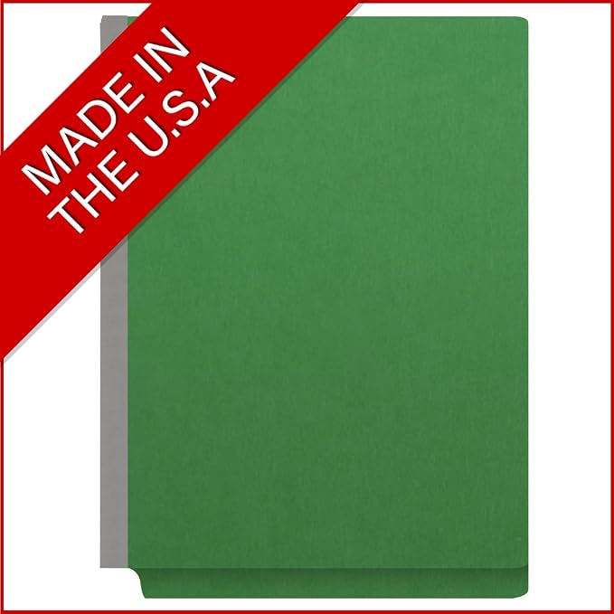 Pressboard Classification Folders, Full Cut End Tab, Letter Size, 1 Divider, Moss Green (Box of 10)