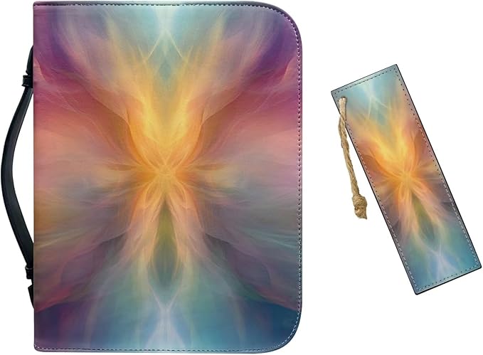 Leather Bible Covers for Women,PU Bible Bag with Bookmark Bible Case Carrying Bag Fits Book Accessory,Colorful Art Lines,X-Large