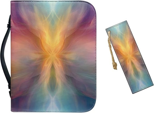 Leather Bible Covers for Women,PU Bible Bag with Bookmark Bible Case Carrying Bag Fits Book Accessory,Colorful Art Lines,X-Large