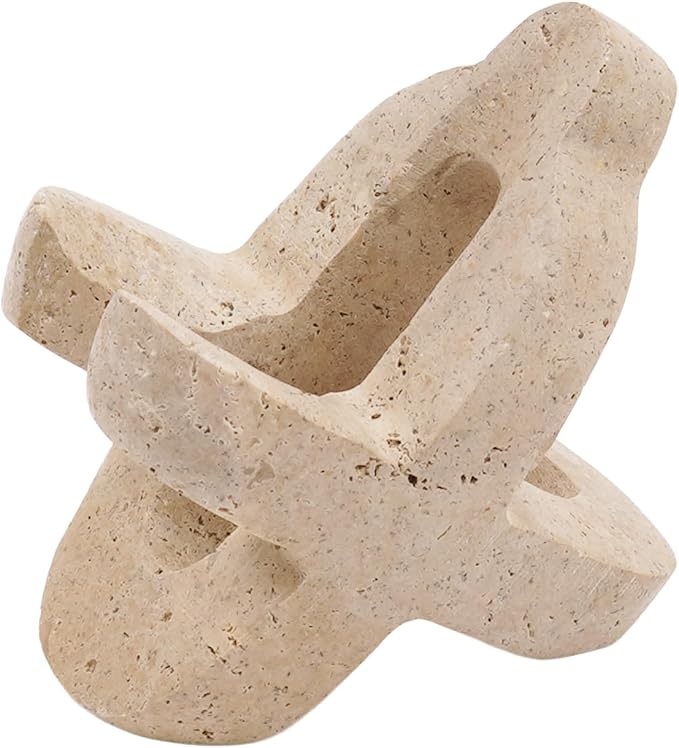 Marble Cell Phone Stand Holder in Travertine, 4'' Key & Sunglass Organizer, Pen & Pencil Stand for Office Stationery Home Office and Desk Stand Decor