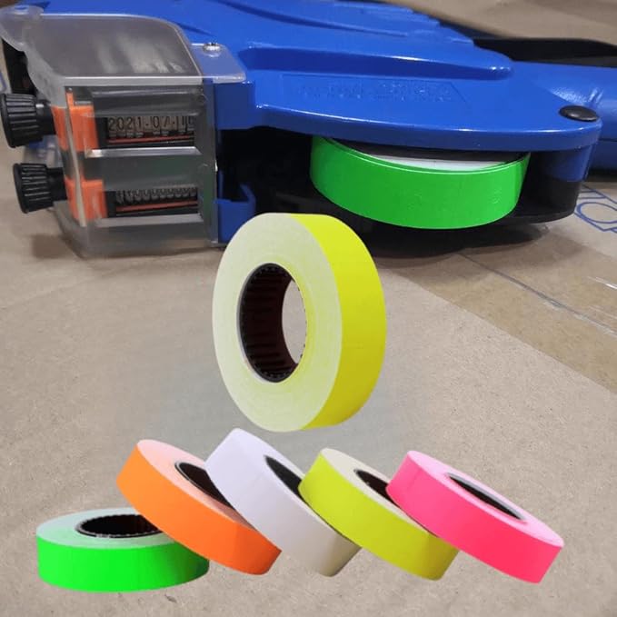 MX-6600 Price Gun Labels, 2 Line Pricemarker Labels Paper for Price and Date Guns, Suitable for MX-6600, MX-6602, G6000, YH-689, 5000pcs-10 Roll (Without Gun) Yellow