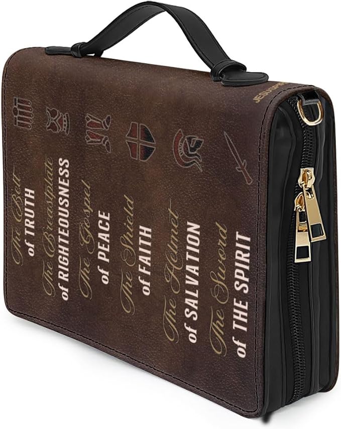 Jesuspirit Bible Covers for Men - Armor of God Bible Cover - Christian Bible Cover with Faith Scripture - Religious Appreciation Gifts for Pastor, Father's Day Gifts (B - Armor of God, Large)