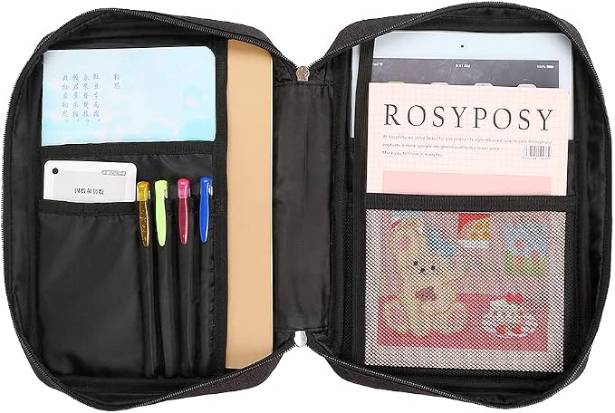 Bible Cover Carrying Book Case Church Bag Bible Protective with Handleand Zippered Back Pocket, Gift for Girls Women Mother Men Women Father Kids(Black)
