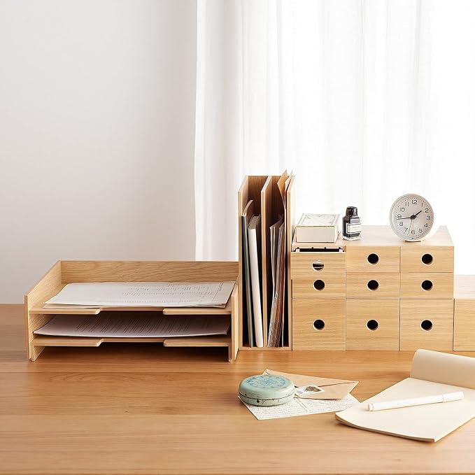 Muji 82603347 Wooden Document Organizer Tray, A4, 2 Tiers