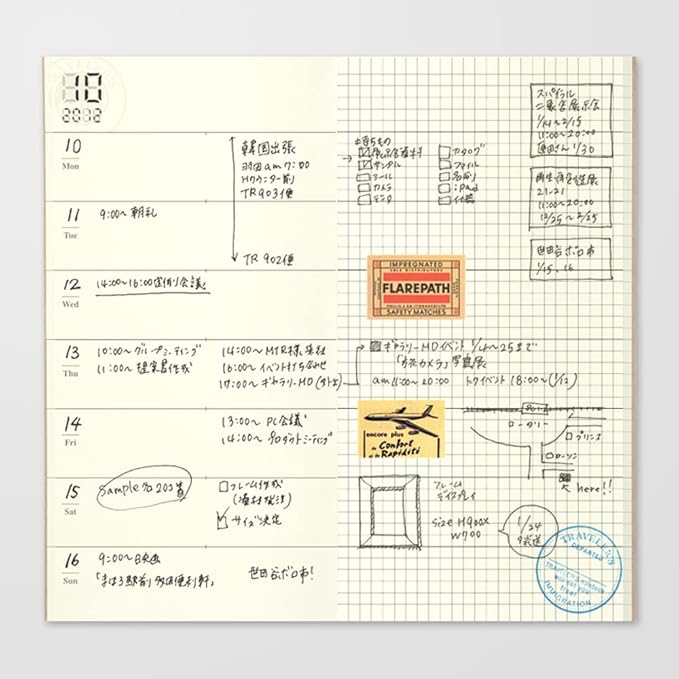 2018, Traveler's Notebook 14331006 Notebook Refill, Weekly, Weekly Free, Regular Size