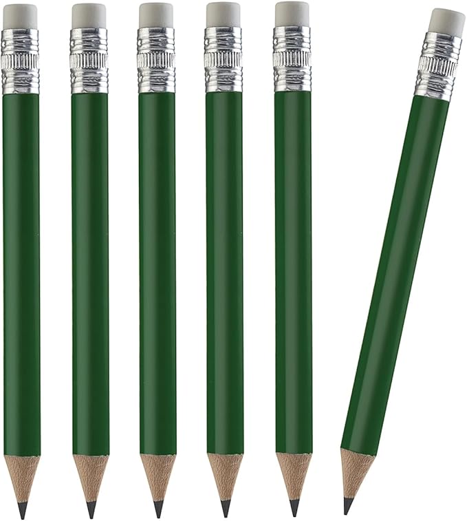 TH Golf Wood-Cased #2 Mini Pencils With Eraser, Pre-sharpened, HB Lead Bulk Box, 200 Count (Dark Green)