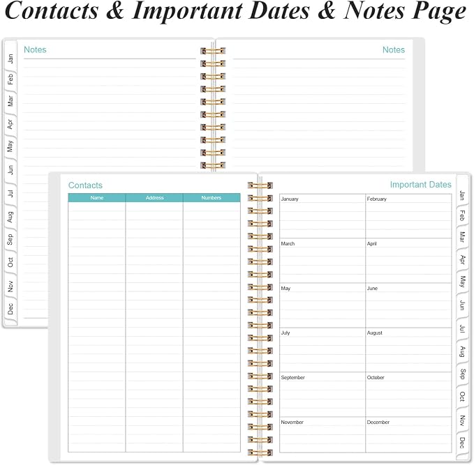 2026 Planner - A5 Weekly & Monthly Planner Spiral Bound, January 2026 - December 2026, with Flexible Cover, Tabs, Inner Pocket, 6.4" x 8.5", Rose Leaf