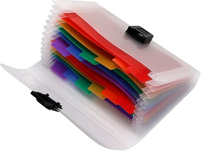 BTSKY 13 Pocket Accordian File Organizer- Plastic Wallet for Cards,Coupons,Receipt,Tax Item, Mini Expanding Folders Organizational A6 Portable Folder