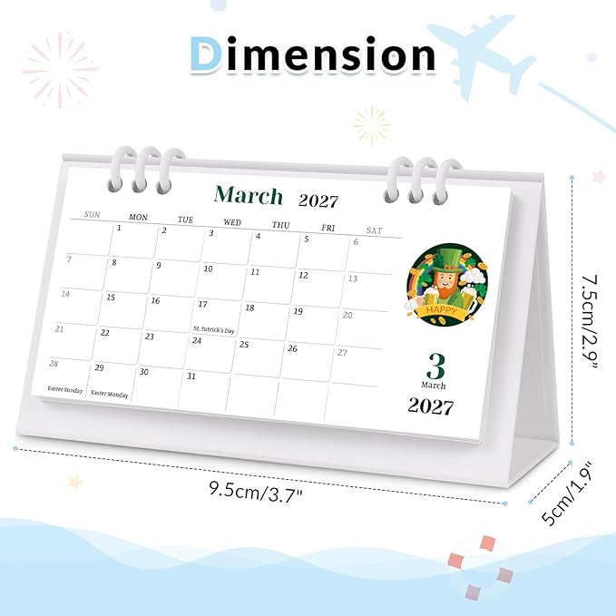 KONVINIT Small Desk Calendar 2025-2027, Blue 2026 Desk Calendar - 6.3" x 3.1" - Runs From July 2025 Until June 2027, 24 Months Mini Desktop Calendar for School, Home and Office Supplies