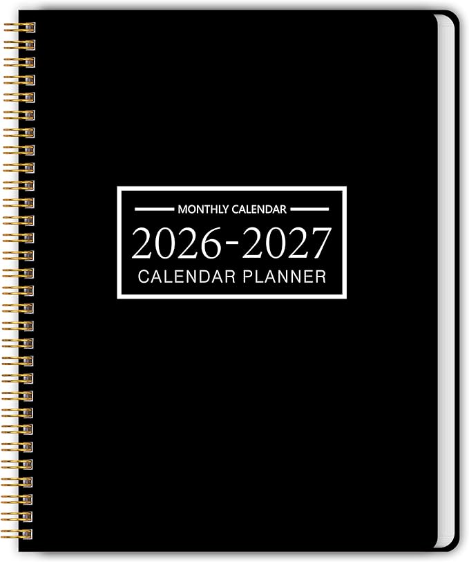 Monthly Planner Jan 2026 - Dec 2027, Monthly Planner for 24 Monthes, 9×11 Inch, Teacher Monthlys, Hard PVC Cover, Spiral Bound, Time Management Calendar, Perfect for School & Office (Black)