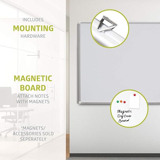 Pearington Wall Mount Magnetic Dry Erase Marker White Board- for Office, Classroom, or Home- Large Size Board- 72"W X 40"H