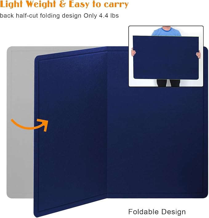 Large Bulletin Board, 60 X 36 inches Cork Board with 30 Pushpin, 5' x 3' Felt Cork Board Notice Pin Board, Self-Adhesive Vision Board Mood Board Foldable Photo Board for Wall - Dark Blue