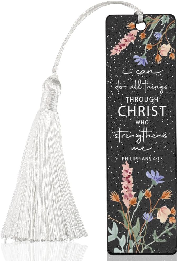 Christian Strength - Giving Bookmark, Inspirational Gift for Believers, Uplifting Gift for Spiritual Readers, Spiritual Bookish Present, Unique Floral & Scripture Design Bookmark, WCB64