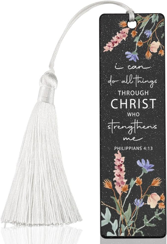 Christian Strength - Giving Bookmark, Inspirational Gift for Believers, Uplifting Gift for Spiritual Readers, Spiritual Bookish Present, Unique Floral & Scripture Design Bookmark, WCB64