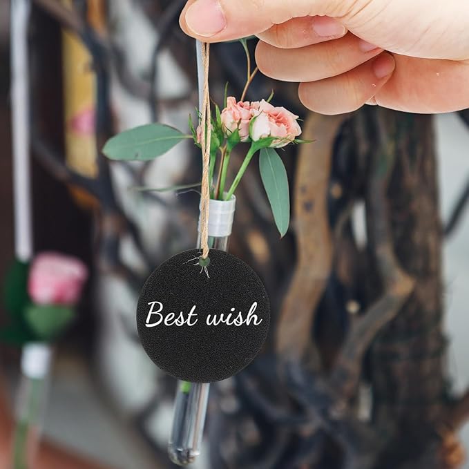 Operitacx 30 Pcs Small Double-Sided Hanging Chalkboard Tags with Twine Erasable Mini Chalk Boards for Party Wedding Holiday and Office Message Labels