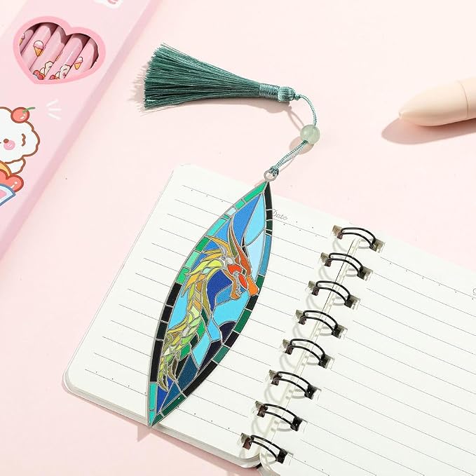 Creative Dragon Bookmark for Men Teens - Metal Dragon Book Mark with Tassel for Book Lover Gifts, Reading Studying Supplies Book Accessories