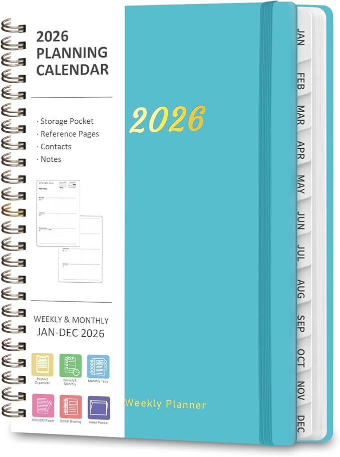2026 Planner, Weekly and Monthly Calendar Planning Agenda, Jan 2026 - Dec 2026, Academic Planner Book, Desk Accessories and Office Supplies for women & men - A5 (6.3'' x 8.5'')
