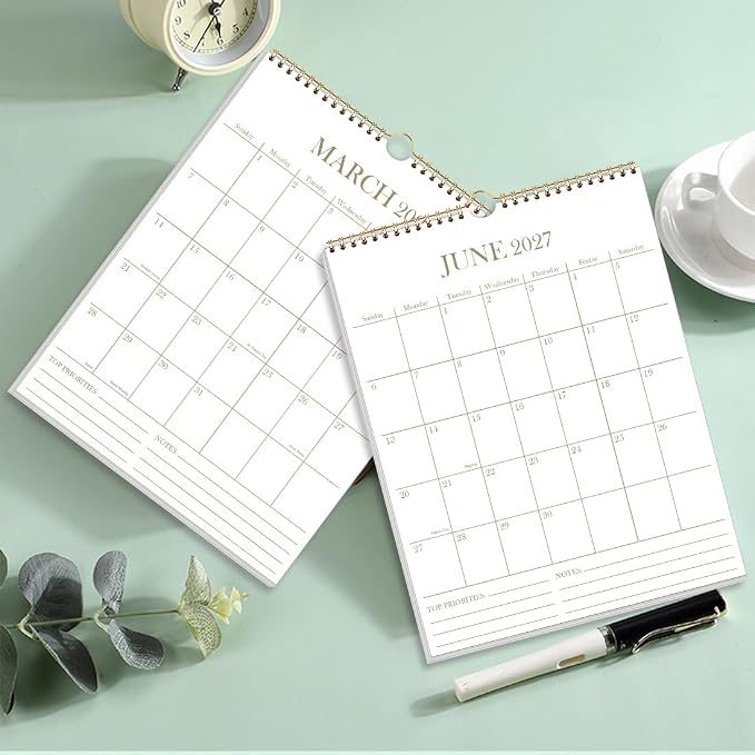 2026-2027 Wall Calendar - 18 Months Calendar from July 2026 - December 2027, Calendar 2026-2027 with Thick Paper, 8.5" x 11", Vertical Calendar, Golden