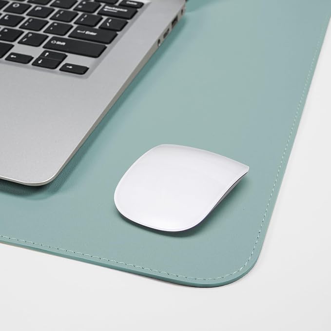 AFIING Cork Desk Mat 47" x 23.6", Dual-Sided Natural Cork & PU Leather Desk Pad, Non-Slip Waterproof Large Mouse Pad for Office, Home & Gaming (Light Blue)