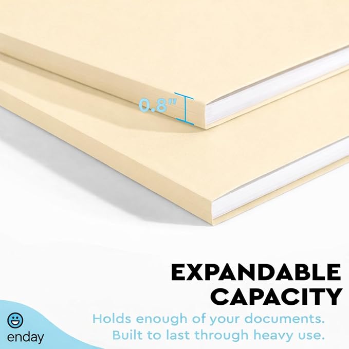 Enday Manilla File Folders Letter Size 1/3 Cut Tab (100 Pack) – Manilla Folders, Letter Size File Folders 1/3 Cut Tab for Office Organization & Document Filing