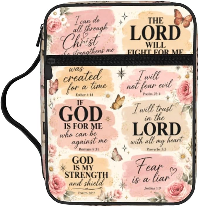 Bibles Flower Scripture Christian Religion Bible Cover Case Carrying Book Protector Case Bible Study Supplies Accessories Holder Case Christian Gift for Women Men