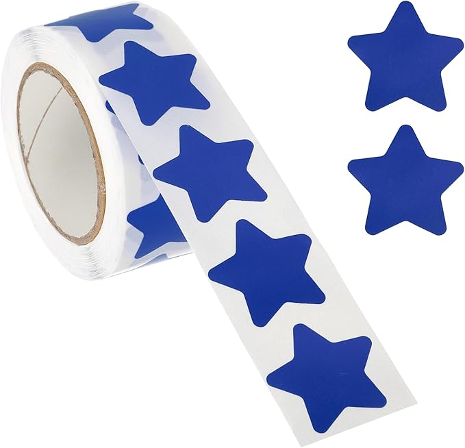 PATIKIL Star Stickers Roll 1", 500 Pcs Self-Adhesive Reward Stickers for Classroom Teacher Supplies and DIY Craft, Blue