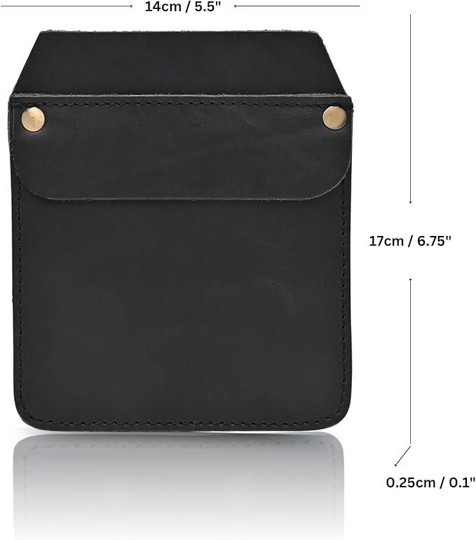 Large Pocket Protector Genuine Black Buffalo Leather Pen Holder Pouch Organizer for Shirts, Lab Coats, Pants - Multi-Purpose - Holds Pens, Pencils, tools and Notes for School, Office