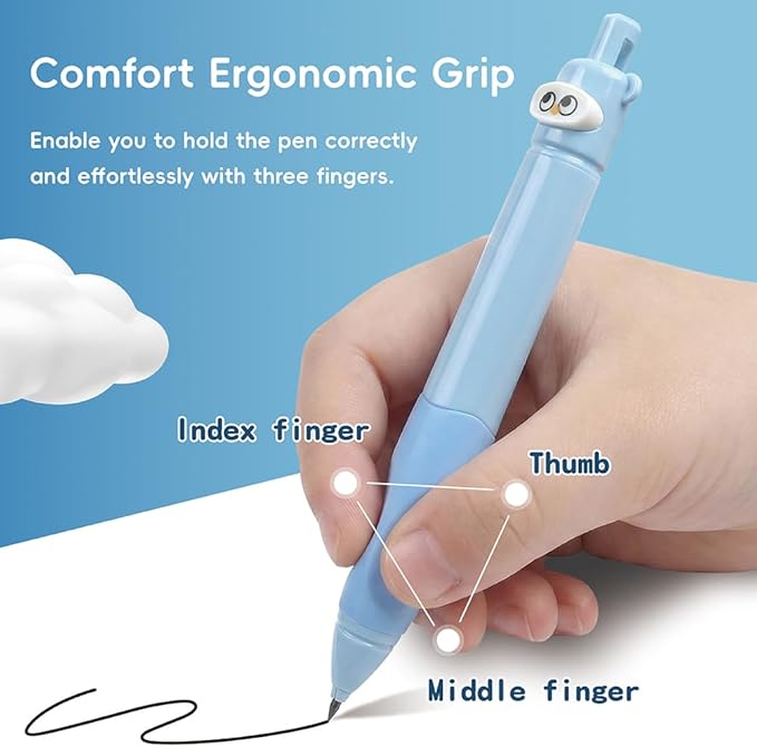 6PCS Cute Mechanical Pencils 2.0MM with Comfort Ergonomic Grip, 25PCS Leads,2PCS Erasers,Cute Stationery Kit for Writing, Sketching & Drawing,Ideal for Gift