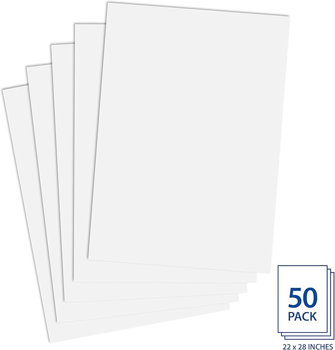 White Poster Board 22x28, Premium 2-Sided Board for School Projects, Arts & Crafts, Water & Fade Resistant for Signs & Presentations, 50 Count