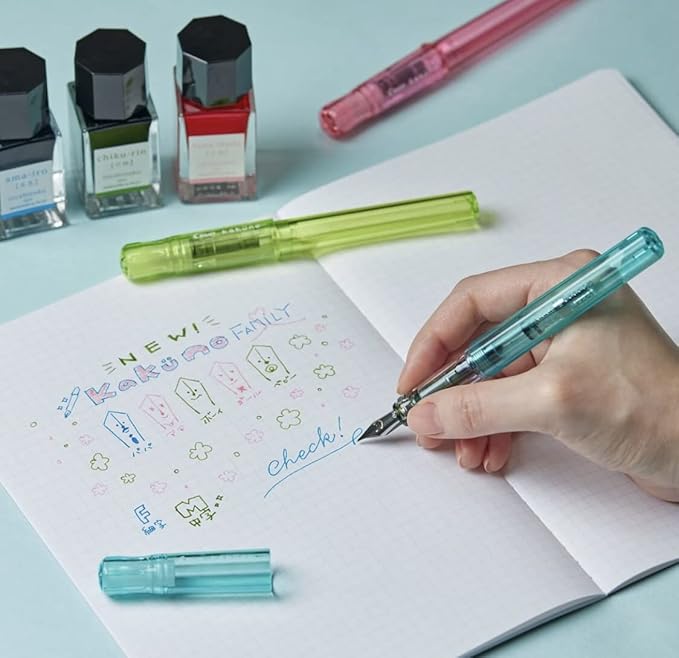 Pilot Fountain Pen Kakuno Family Series Kakuno Girl Clear Pink Medium Point FKA-1SR-KGP-M With Kanji LOVE Sticker, 5.15 x 0.59 x 0.78 in