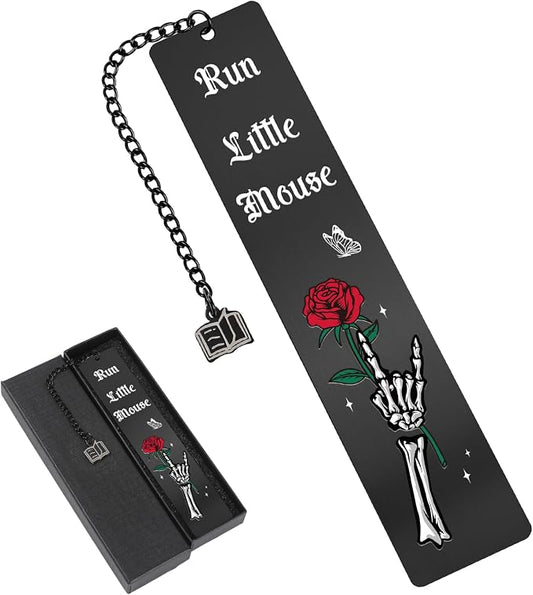 Dark Romance Merch Bookmark - Smut Metal Book Marks for Reading Lover Women Funny Smutty Page Maker Run Little Mouse Accessories with Pendant for Readers Bookish Adult Birthday Christmas