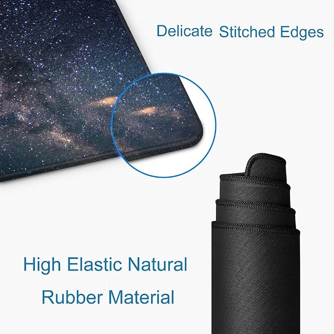 Large Gaming Mouse Pad with Stitched Edges, Galaxy Desk Mat, Extended XL Keyboard Pad, Non-Slip Rubber Base Desk Pad for Keyboard and Mouse, 31.5X11.8 inch