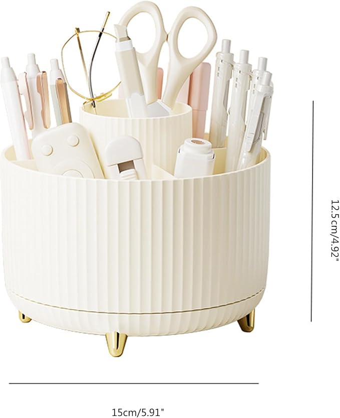 Rotating Desk Stationary Organiser 6 Segments 3 Colors Rotating Pen Holder, Art Supply Organiser for Kitchen
