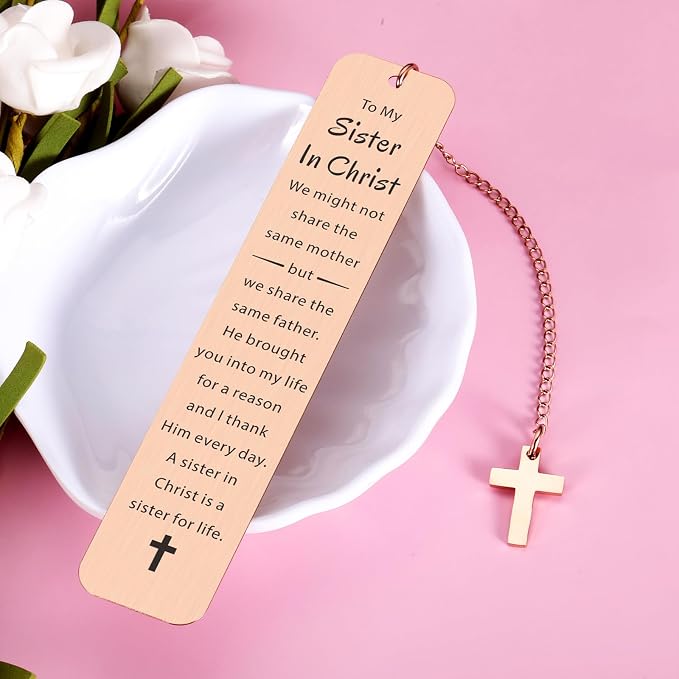 to My Sister in Christ Bookmark, Mother Day Secret Sister Gifts for Women Christian, Religious Baptism Gift for Women, Inspirational Bible Verse Bookmark