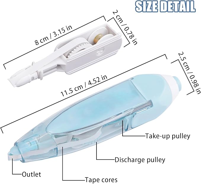 8Pcs Refillable Correction Tape Retractable Tape Pen Set, White Out Correction Tapes with 4 Replacement Refill, Stationary Supplies for School Office Student Kids