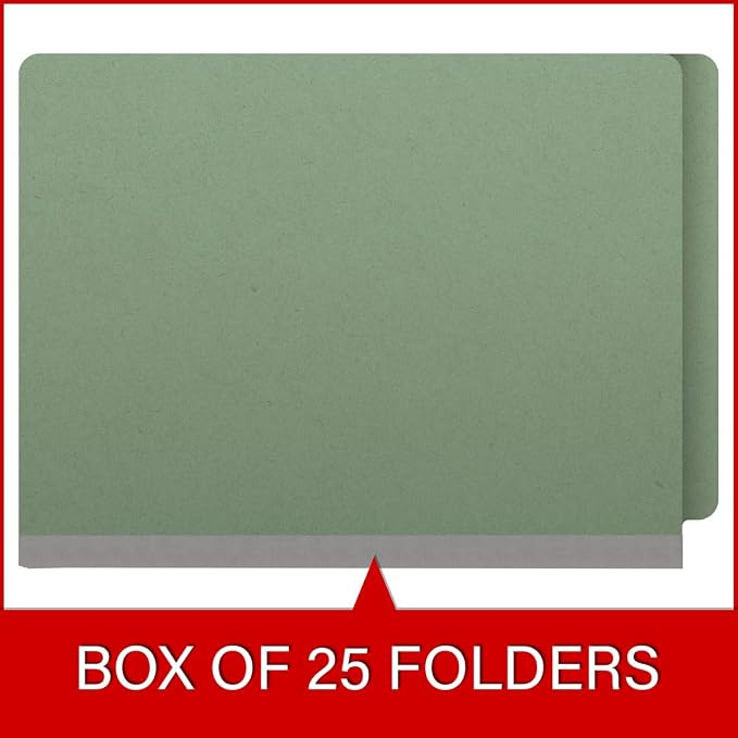 End Tab Pressboard Folders, Letter Size, 2" exp, Fasteners Pos #1 & #3, Green (Box of 25)