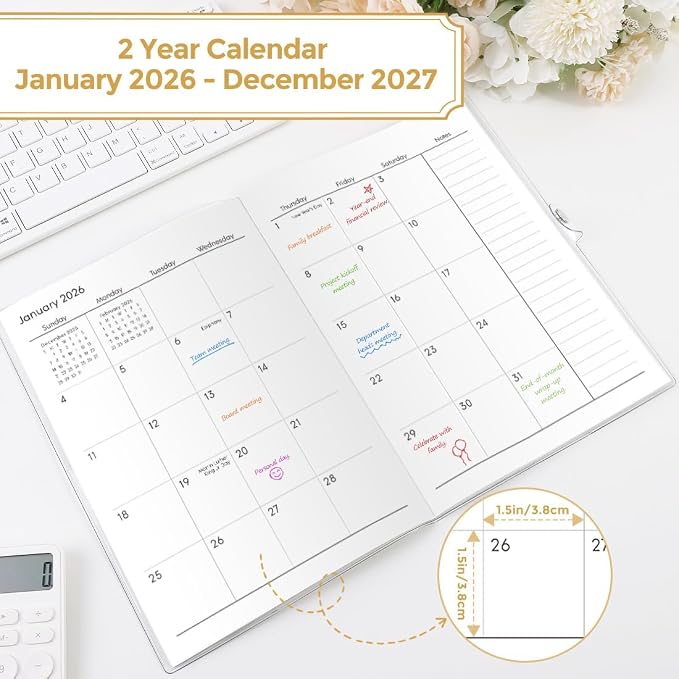 SKYDUE B5 Monthly Planner 2026-2027, 2 Year Calendar Planner from January 2026 to December 2027, 7"x 10" Organizational Planner for Office, School & Personal Use