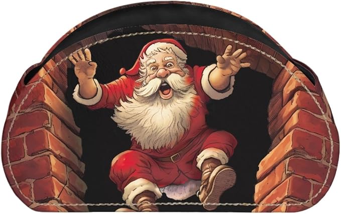FUSURIRE Funny Christmas Storage Box for Remote Controls, 3D Santa Claus 5 Compartments PU Leather Remote Controllers Holder,Cosmetic Box Pen Pencil Organizer for Study Living Room Bedroom Bathroom