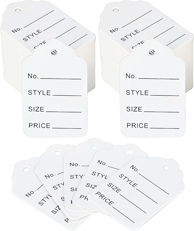 jijAcraft 1000Pcs Price Tags, White Clothing Tag for Retail, Small Kraft Paper Tag for Labeling Price, Size, Number, Writable Price Tags for Business Supplies Selling Jewlry, Clothes (2" X 1.3")