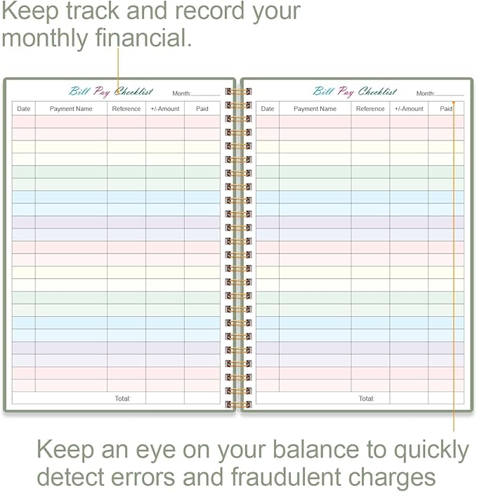 Bill Payment Checklist - Monthly Bill Organizer & Planner for Personal Budgeting Financial, Bill Payment Tracker Notebook, 5.8" x 8.5", Green