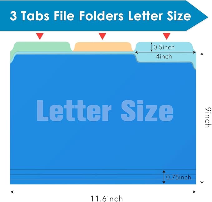Two Tone Color File Folders 8.5 x 11 Inch, 1/3 Cut Tab File Folder Letter Size, Assorted Colors, Pastel Colors Manila File Folders, School Business Office Folders for Document Files Paper -45 Pack
