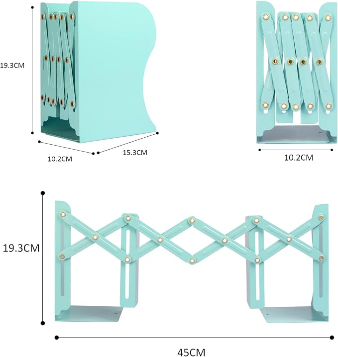 Aobopar Book Ends, Bookends for Shelves, Book Organizer for Desk, Metal Bookends for Heavy Books, Book Holders for Shelves, Suitable for Office, Home and School Use (Mint Green)
