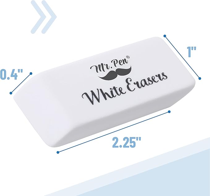 Mr. Pen- White Pencil Eraser, 24 Pack, Large Latex Free Block Erasers Bulk for School, Office, Art Sketching, Homework, Exams, Clean Smudge-Free Correction