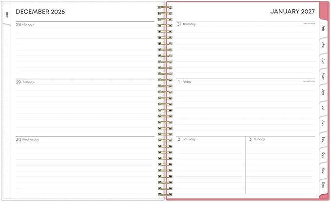 Blue Sky 2027 Weekly and Monthly Planner Calendar, January 2027 - December 2027, 8.5" x 11", Flexible Cover, Laminated Tabs, Durable Twin Wire Binding, Storage Pocket, Fly By