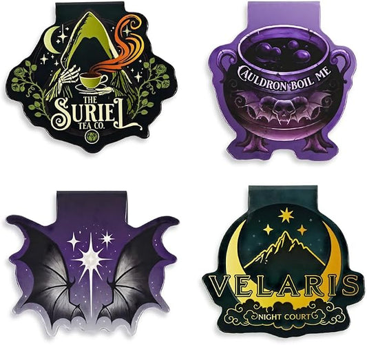 Conquest Journals A Court of Thorns and Roses Magnetic Bookmarks, 4-Pack Book Markers, Page Clips with Magnets, Bookish ACOTAR Designs, Gifts for Readers, Officially Licensed Sarah J. Maas Collection