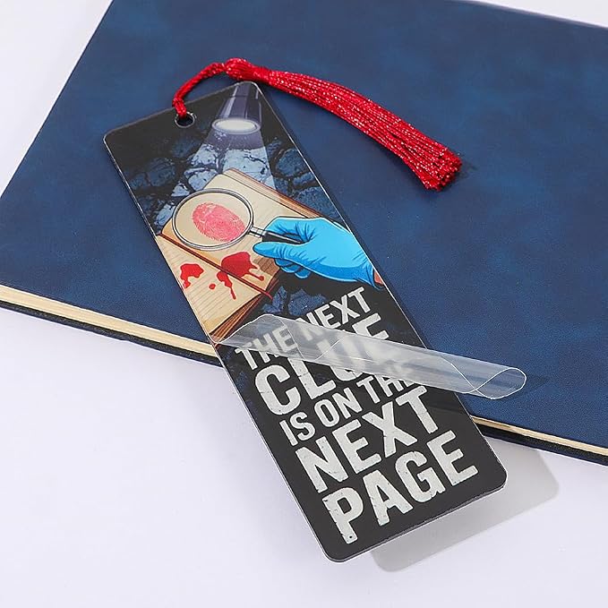 4Pcs Crime Scene Bookmark Set Acrylic, True Crime Book Marks with Tassels, Mystery Thriller Lover Gifts (4pcs True Crime)