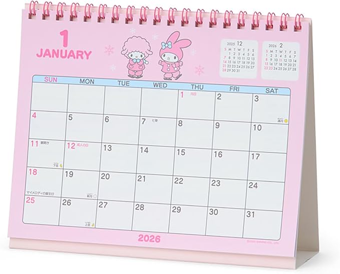 Sanrio 622044 Ring Calendar, 2026 My Melody, Paper, Tabletop
