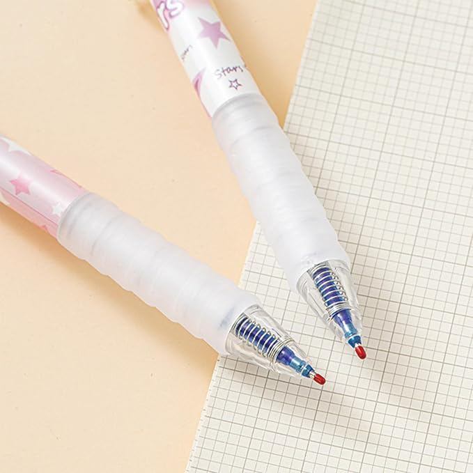 MOZXIRZ 6 Pcs Erasable Gel Ink Pens Retractable Pens 0.5mm Blue Ink Pen Office School Supplies Cute Aesthetic Pen (Blue Ink-Stars)