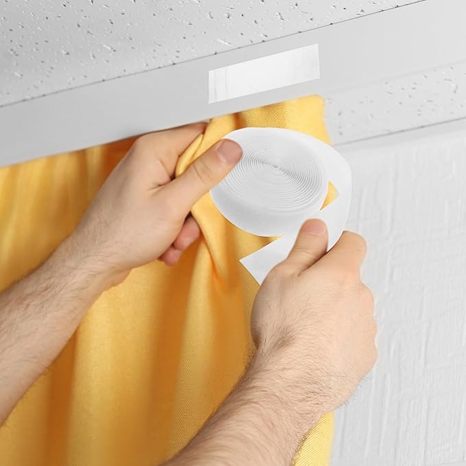 Luxshiny 1roll Double-Sided Self Adhesive Hook and Tape for Curtains and Doors Strong Fastener Strips for Versatile Applications Adhesion and Easy Installation