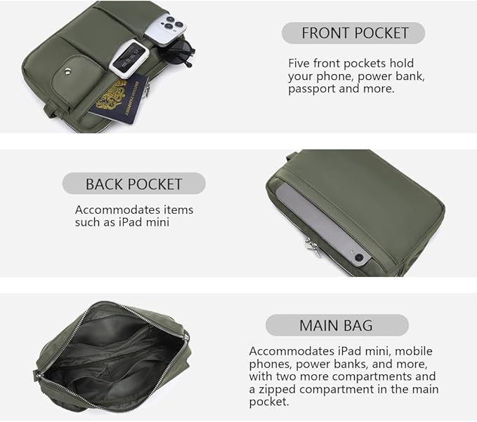 Storage Bag-arge Cosmetic Bag for Women Travel Makeup Bag Zip Up Bag Pure Cotton Canvas Can be Suspended (Army Green)